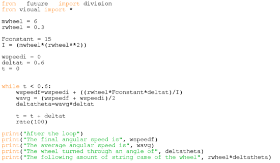 vPython code for solving rotational position.